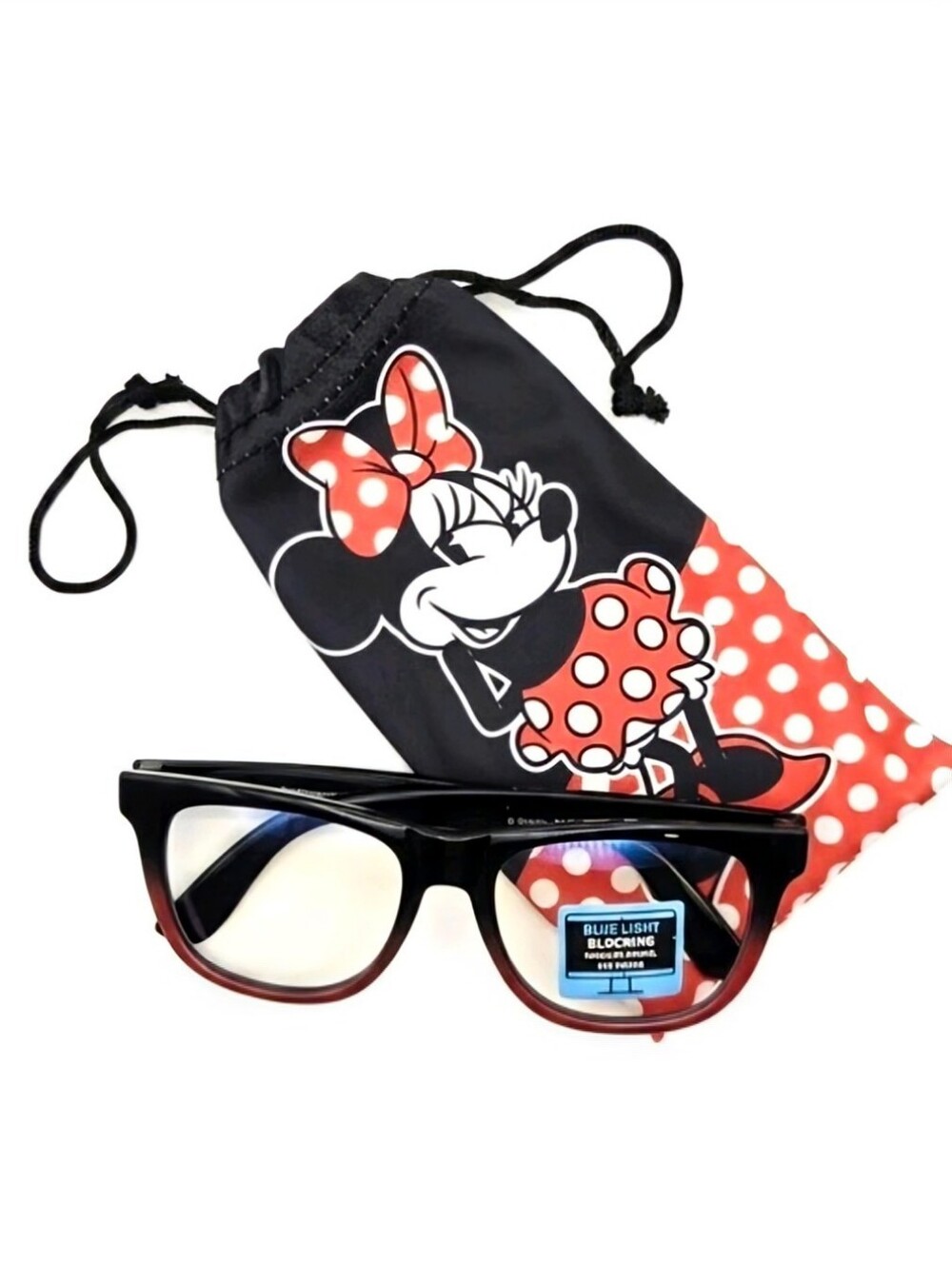 Disney Minnie Mouse Blue Light Blocking Glasses & Polka Dot Pouch Set NWT